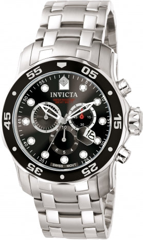 Invicta Watch INVICTA MEN'S 0069 PRO DIVER QUARTZ CHRONOGRAPH BLACK DIAL WATCH