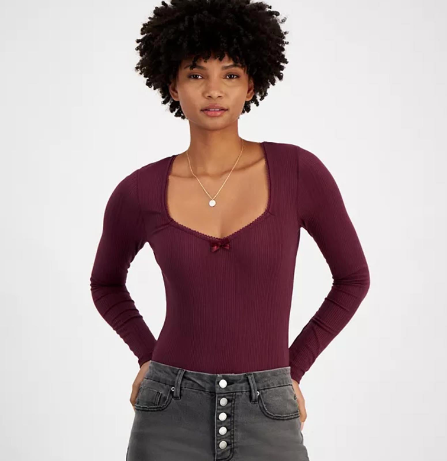 SELF ESTEEM JUNIORS SWEETHEART-HEART LONGSLEEVE BODYSUIT - Size - Medium