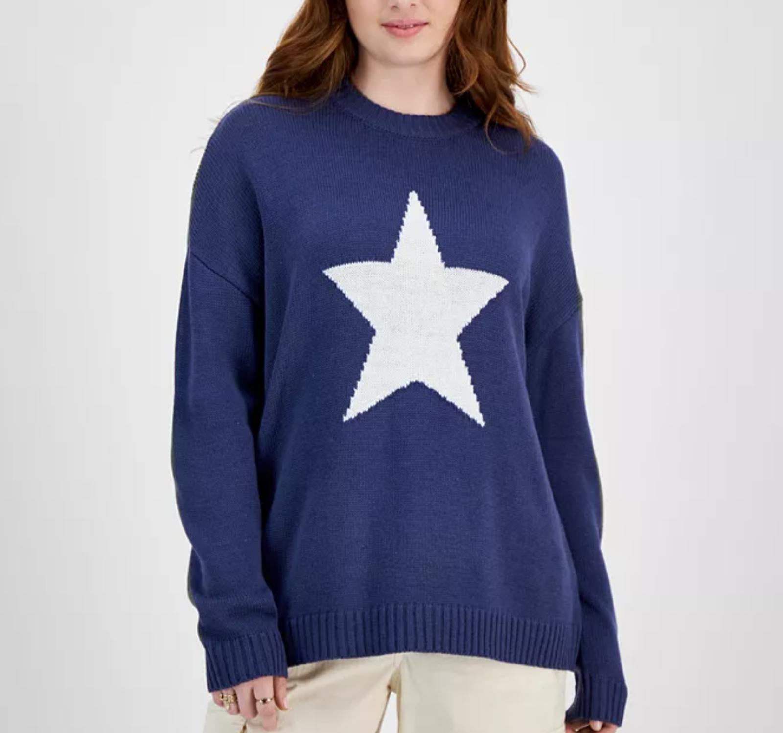 JUST POLLY JUNIORS STAR TUNIC SWEATER NAVY - Size - Large