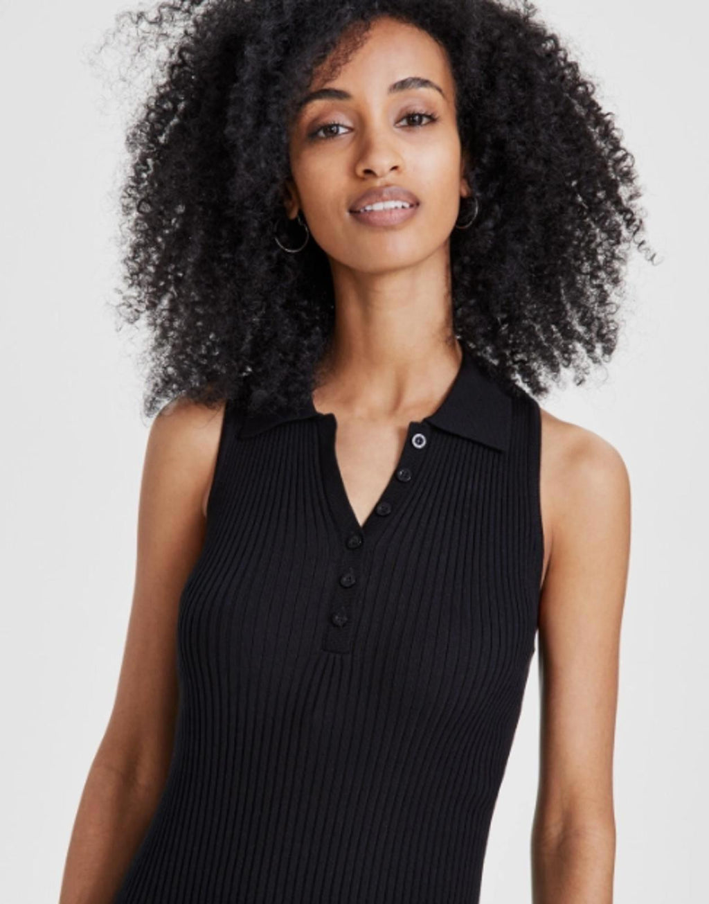 Calvin Klein Women's Sleeveless Ribbed Polo Dress - Size XL - Black