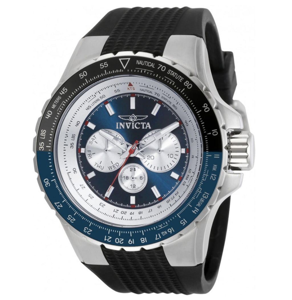 Invicta Aviator Stainless Steel Quartz Watch 32916 Black Blue Silver - NIB