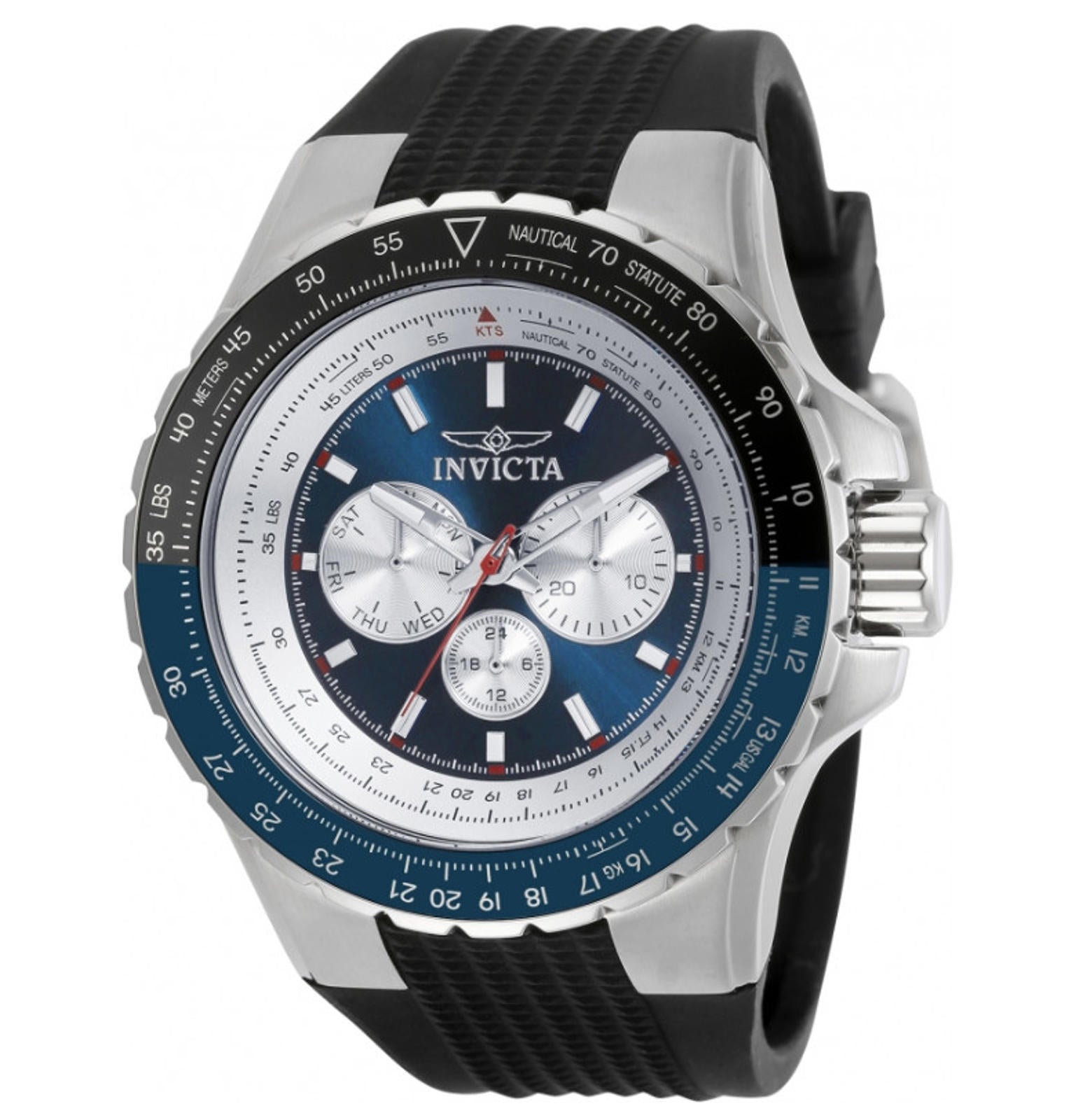 Invicta Aviator Stainless Steel Quartz Watch 32916 Black Blue Silver - NIB