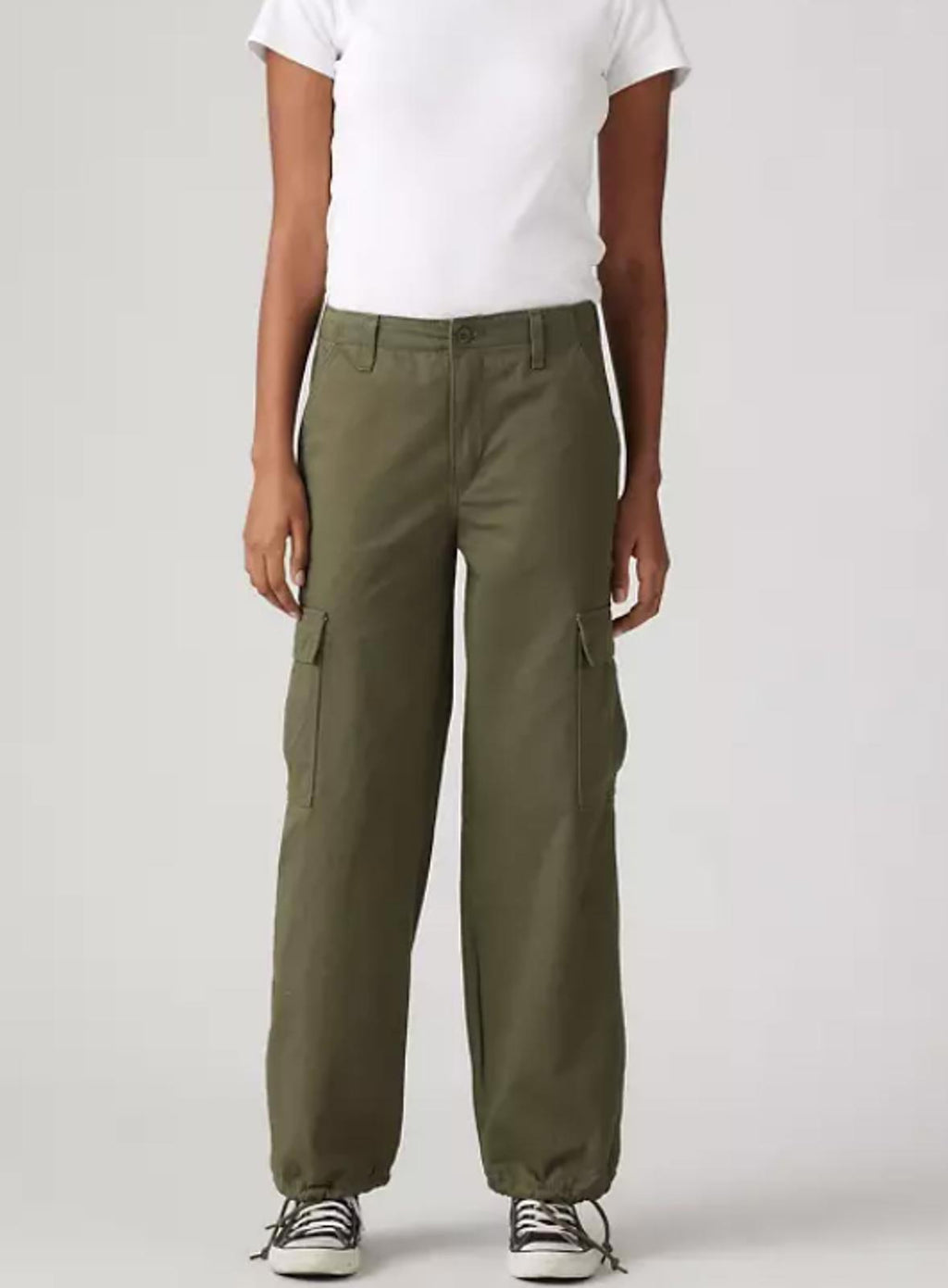 LEVI STRAUSS WOMENS 94 BAGGY COTTON HIGH ARMY GREEN - 29" (Size 8)