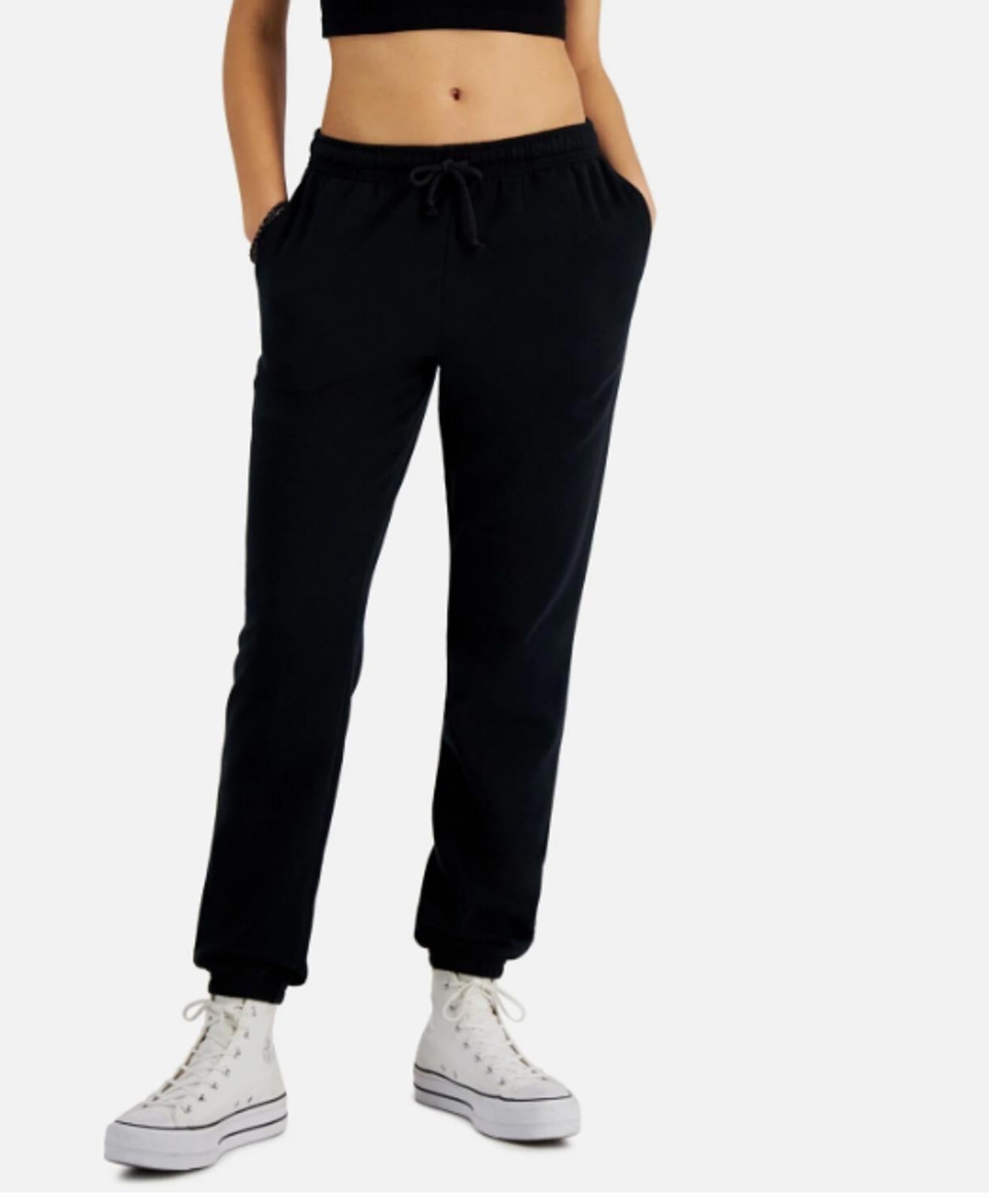 HIPPIE ROSE JUNIORS RELAXED JOGGER SWEATPANTS - BLACK - Size Large