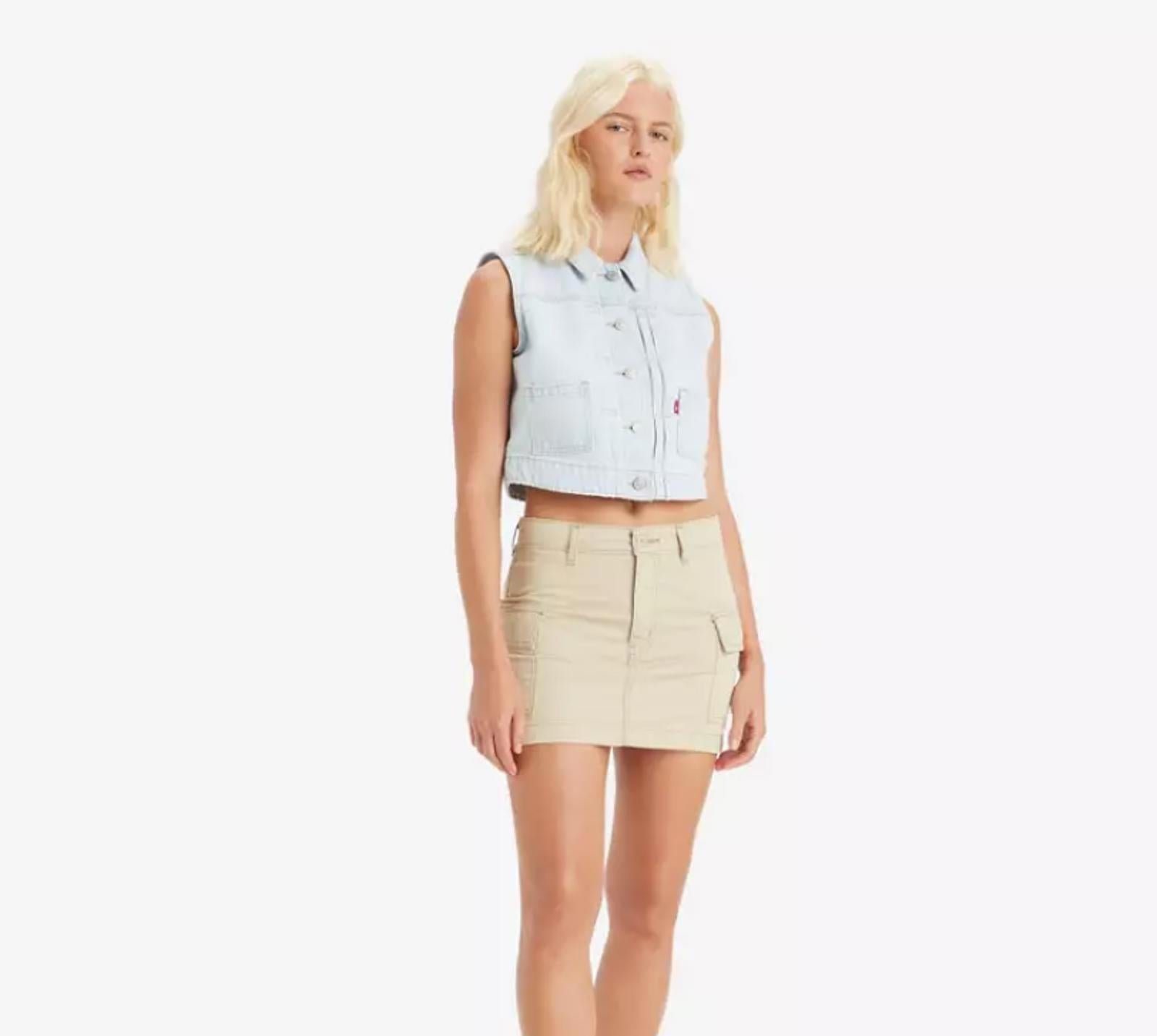 LEVIS WOMENS COTTON CARGO-POCKET MINI SKIRT SAFARI - Size 6 (28" waist)