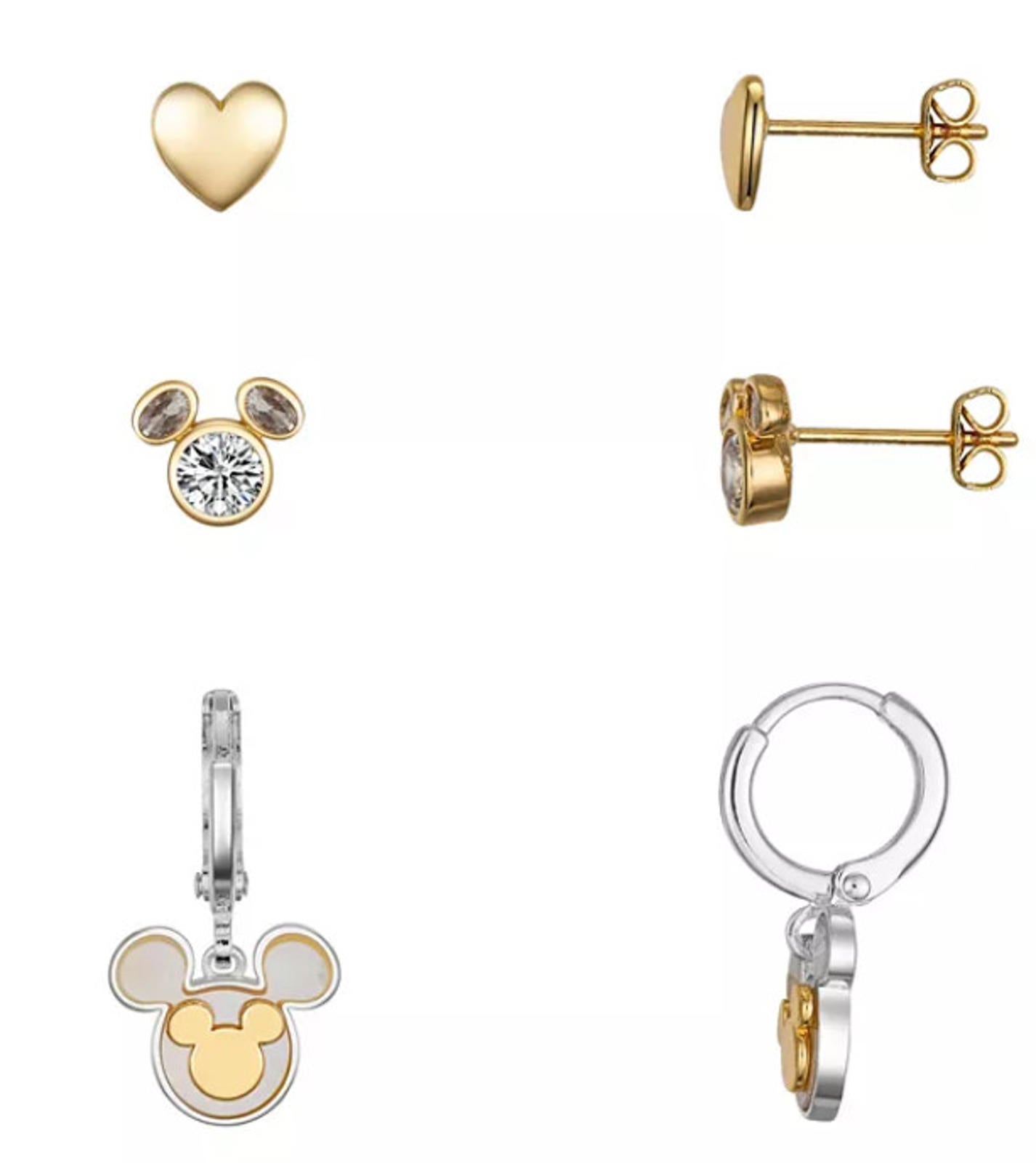 Disney Cubic Zirconia and Mother of Pearl Mickey Mouse Hoop Stud Earring Set