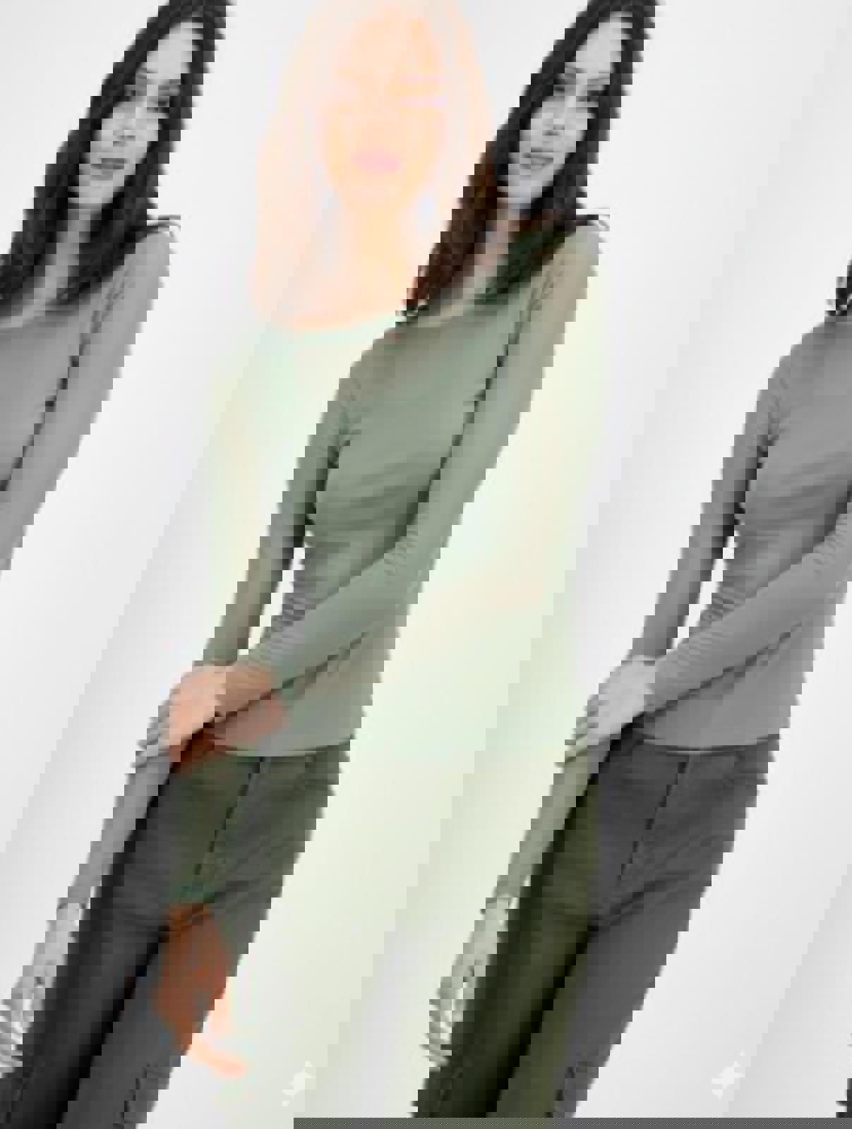 JUST POLLY JUNIORS BOAT-NECK LONG-SLEEVE DESERT SAGE - Size - Small