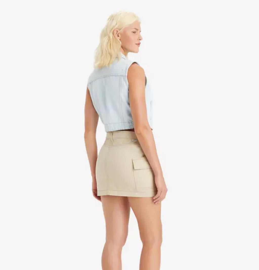 LEVIS WOMENS COTTON CARGO-POCKET MINI SKIRT SAFARI - Size 6 (28" waist)