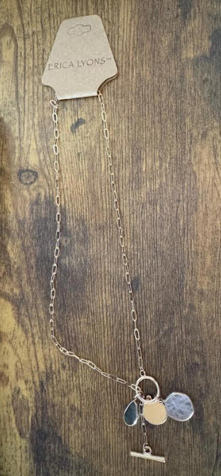 Erica Lyons Gold T-Bar and Charms Necklace -NWT