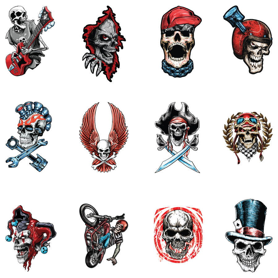Skull Mayhem Temporary Tattoos