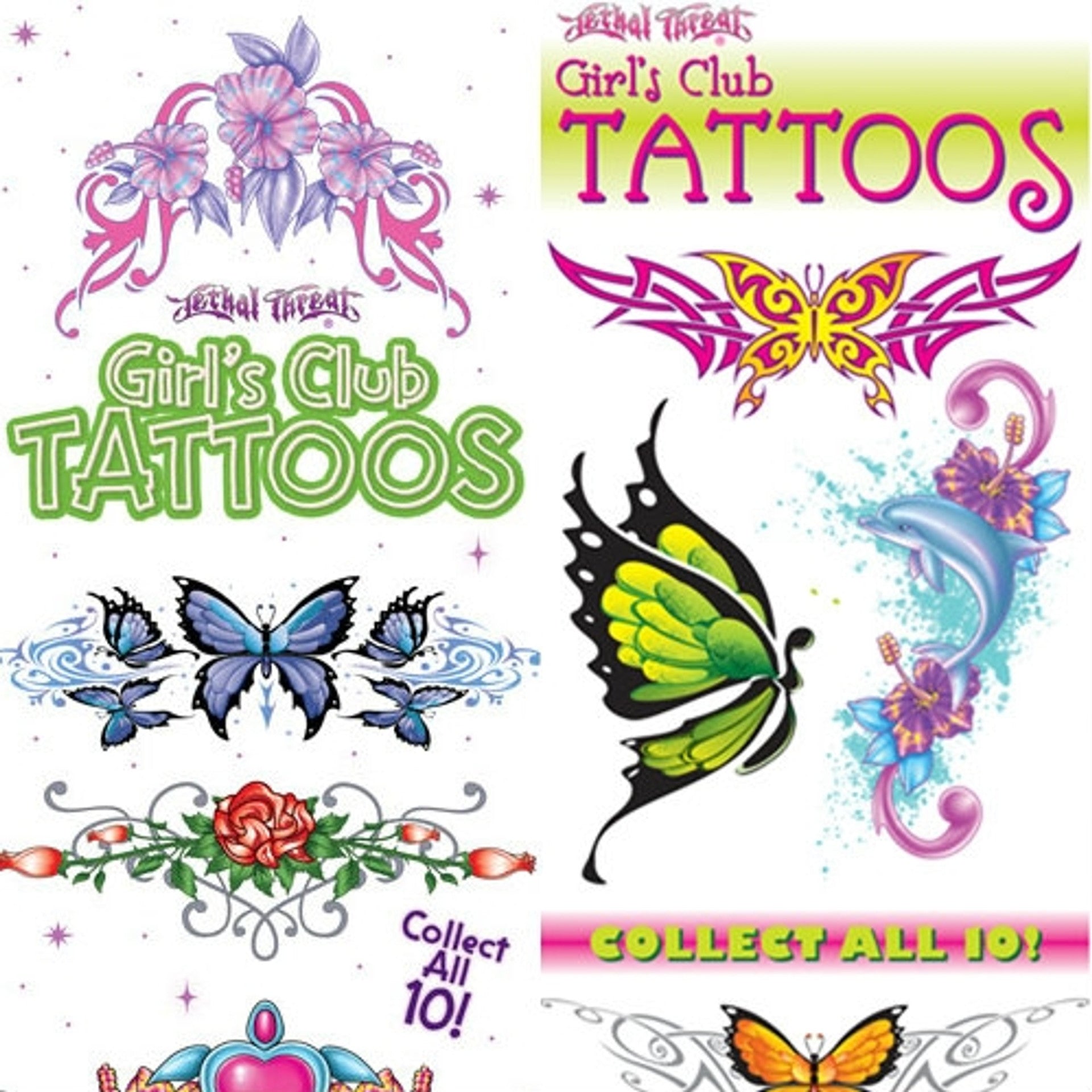 Butterflies & Blooms Temporary Tattoo Collection (300pcs)